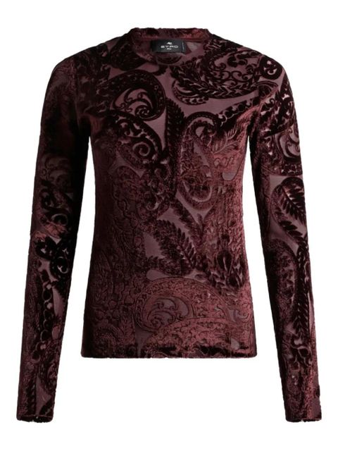 ETRO paisley-jacquard velvet blouse - Brown - zdjęcie produktu nr 1