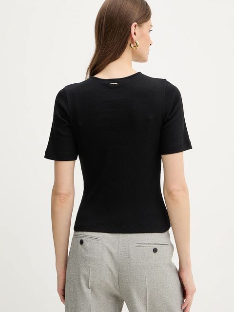 Twinset t-shirt bawełniany damski kolor czarny 261TP2091