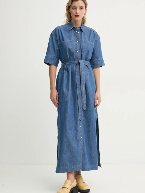 MUNTHE sukienka jeansowa FIA kolor niebieski maxi rozkloszowana 251134425104 - zdjęcie produktu nr 1