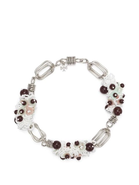 Tory Burch large runway beaded necklace - Silver - zdjęcie produktu nr 1