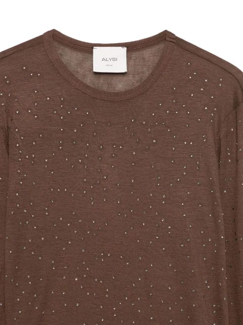 Alysi embellished wool top - Brown