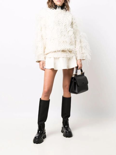 Valentino Garavani feather-embellished wool jumper - Neutrals
