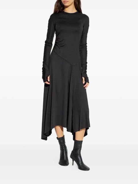 Victoria Beckham asymmetric-hem long-sleeved midi dress - Black
