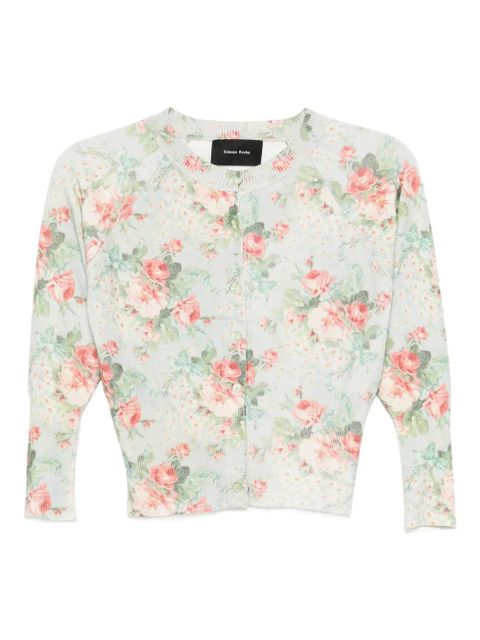Simone Rocha floral shrunken cardigan - Blue - zdjęcie produktu nr 1