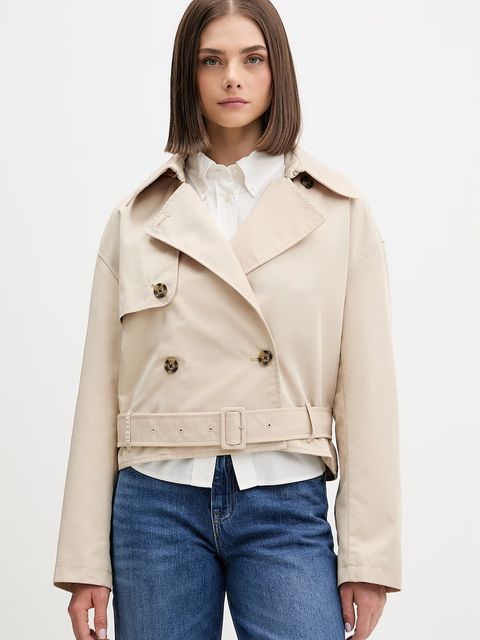 Tommy Jeans krótki trencz damski z bawełną - zdjęcie produktu nr 1