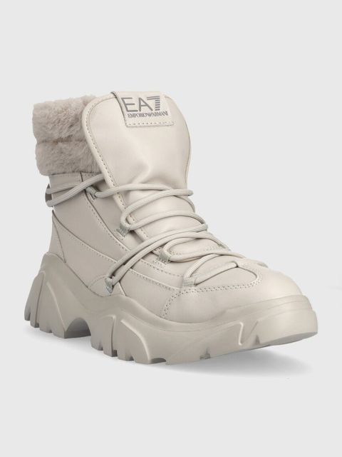 EA7 Emporio Armani botki kolor beżowy X8M001 XK229 S869