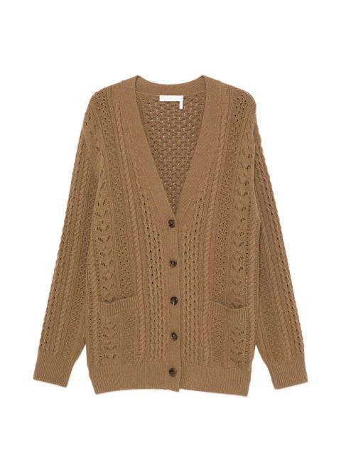 Chloé cable-knit pointelle cardigan - Green - zdjęcie produktu nr 1