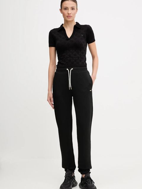 Guess spodnie dresowe PEONY damskie kolor czarny gładkie V5YB06 KBSL2