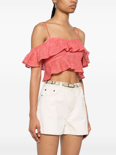 ISABEL MARANT Eliani off-shoulder embroidered top - Pink