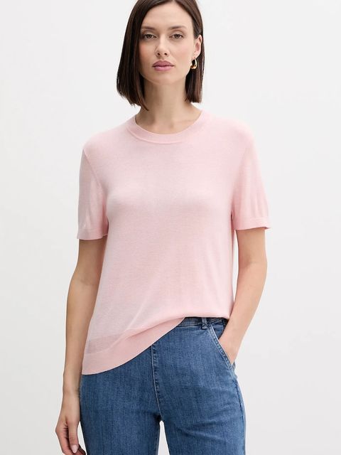 United Colors of Benetton t-shirt z jedwabiem damskie kolor różowy 1ZRED10BK - zdjęcie produktu nr 1