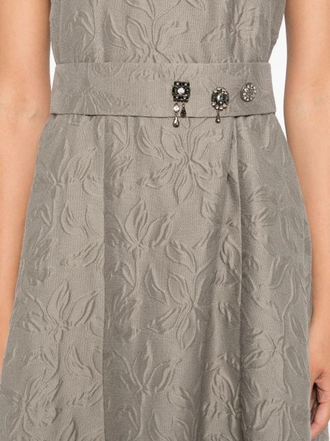Max Mara Timeless floral-embellished belted midi dress - Grey