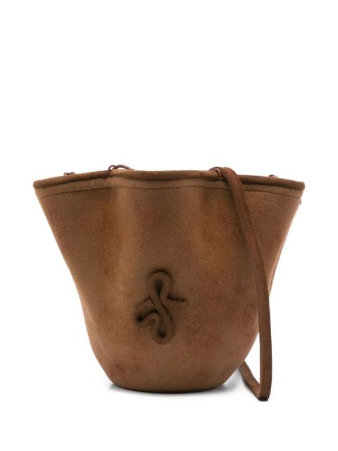 Ruslan Baginskiy pleated suede bucket bag - Brown - zdjęcie produktu nr 1