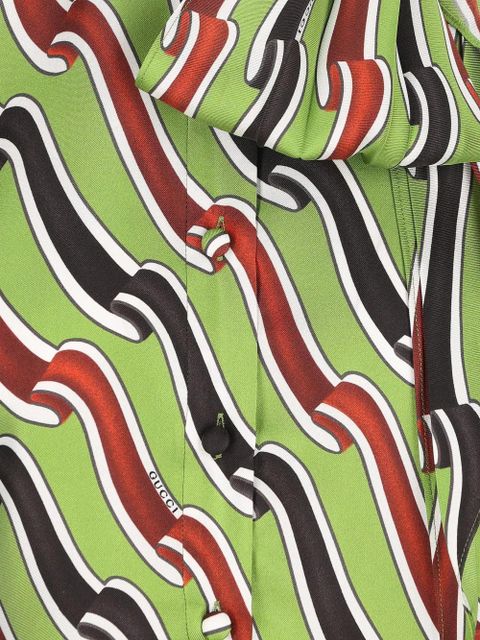 Gucci bow-neck patterned silk midi dress - Green - zdjęcie produktu nr 2