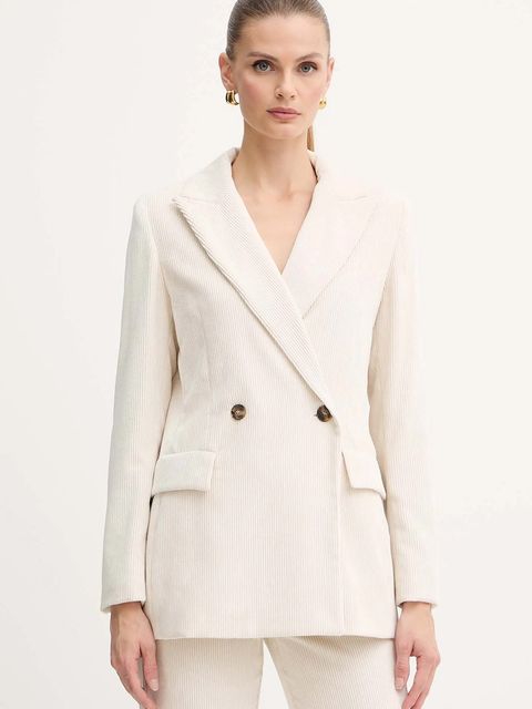 Marella marynarka sztruksowa Emme by Marella kolor beżowy dwurzędowa gładka 2525046102200 - zdjęcie produktu nr 1