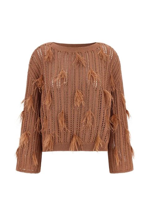 TWINSET perforated cotton sweater - Brown - zdjęcie produktu nr 1