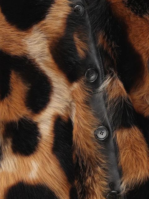 LOEWE leopard-print shearling jacket - Brown