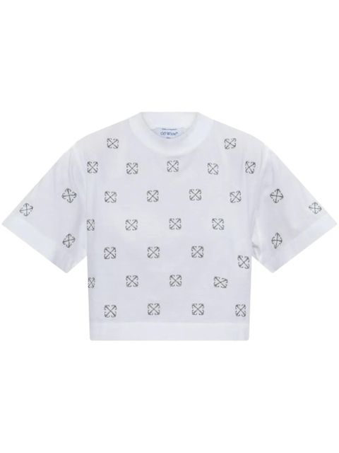 Off-White monogram-embroidered cropped t-shirt - zdjęcie produktu nr 1