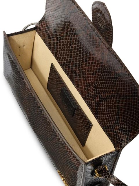Jacquemus Le Chouchou snakeskin leather flap shoulder bag - Brown