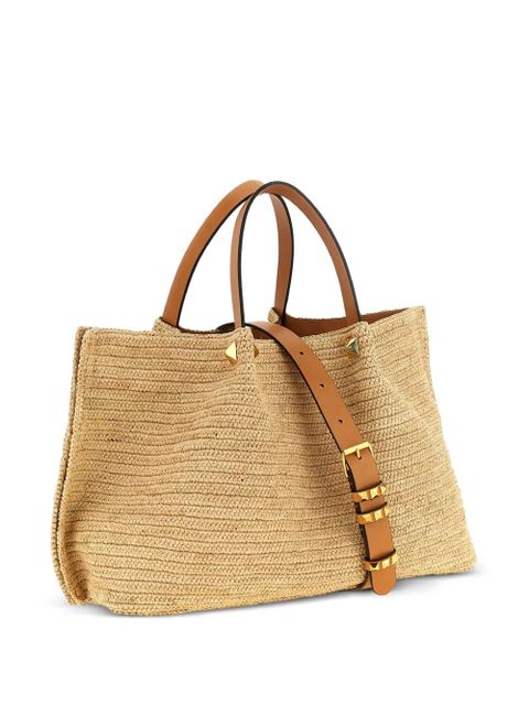 Valentino Garavani VLogo Signature stud-embellished tote bag - Neutrals