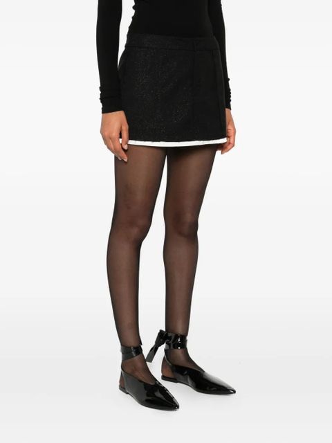 Eleh glitter-trimmed cotton skirt - Black