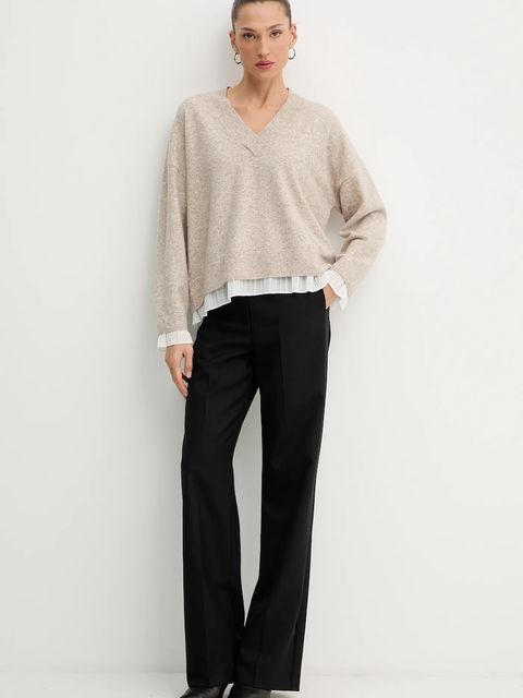 Liu Jo sweter z dodatkiem wełny damski kolor beżowy MF5123 MA90Q - zdjęcie produktu nr 2