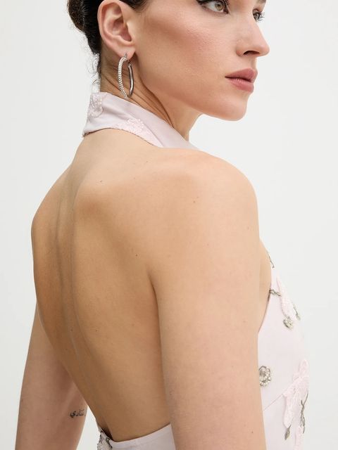 Rotate sukienka kolor różowy maxi prosta 1136743077