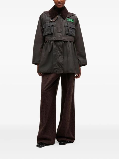 GANNI x Barbour tartan peplum jacket - Brown