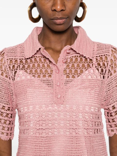 ZIMMERMANN Wamderlust Sun crochet polo top - Pink