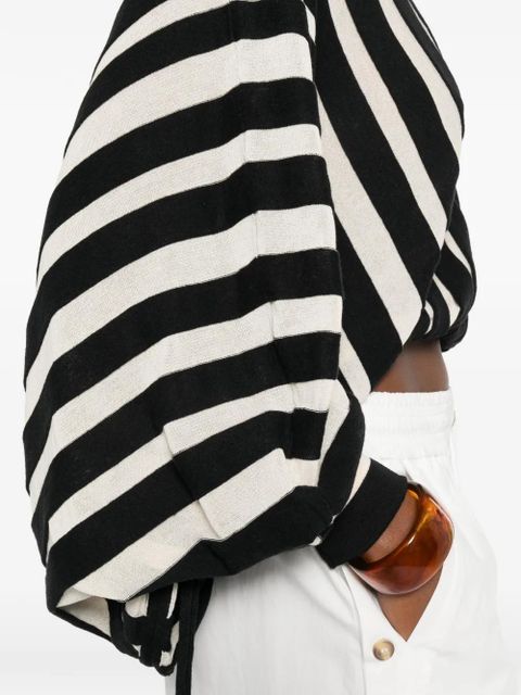 ZIMMERMANN striped balloon-sleeve top - Black