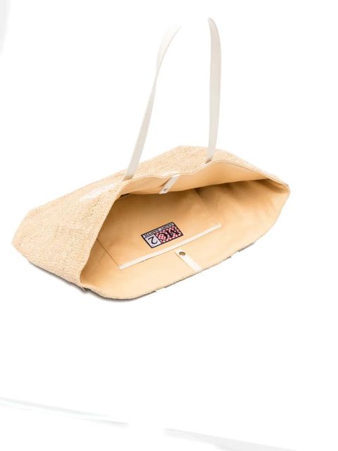 MC2 Saint Barth Raffia City logo-patch shoulder bag - Neutrals