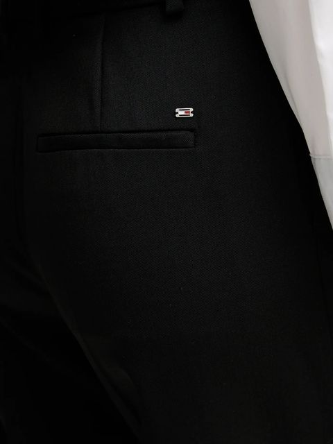 Tommy Hilfiger spodnie z dodatkiem wełny damskie kolor czarny szerokie high waist WW0WW48352