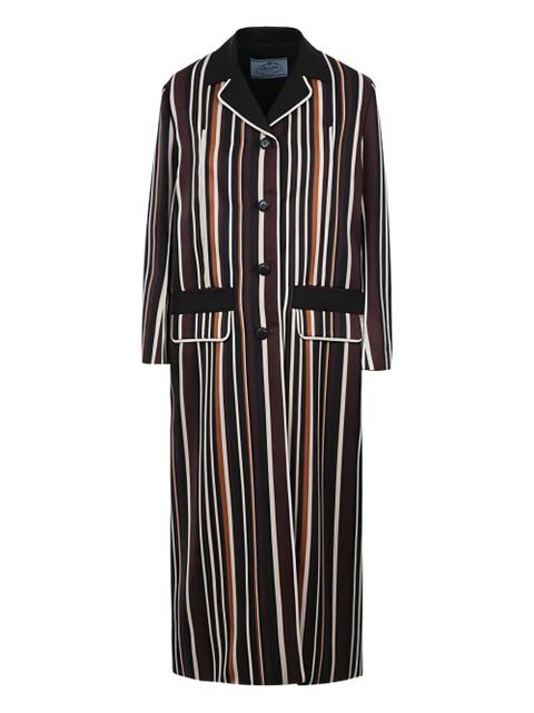 Prada striped notched-collar overcoat - Black - zdjęcie produktu nr 1