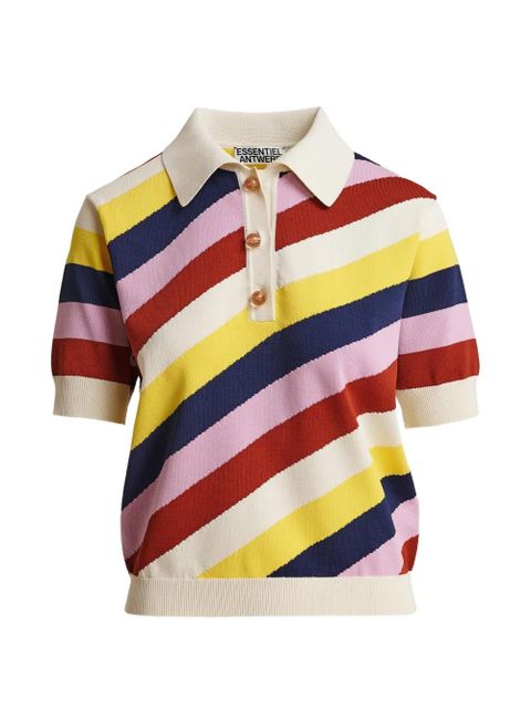 Essentiel Antwerp Jollow striped polo top - Neutrals - zdjęcie produktu nr 1