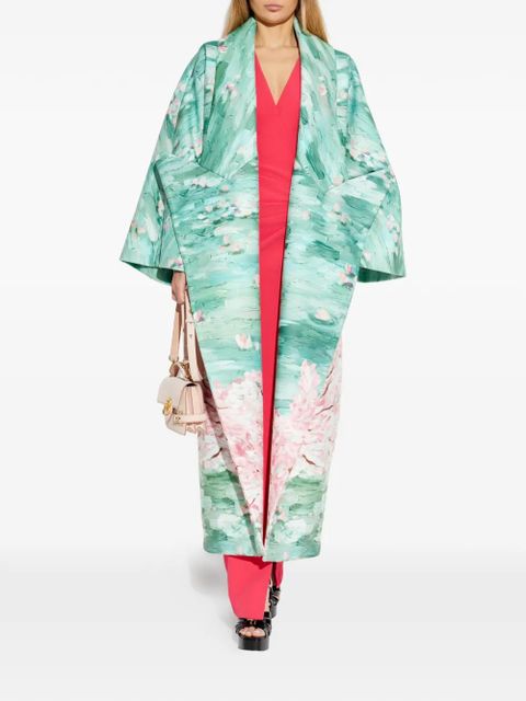 Balmain floral-print oversized coat - Green - zdjęcie produktu nr 2