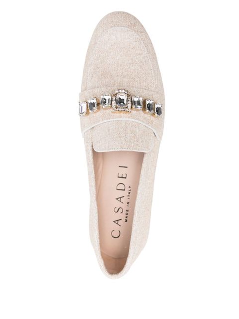 Casadei crystal-embellished loafers - Neutrals