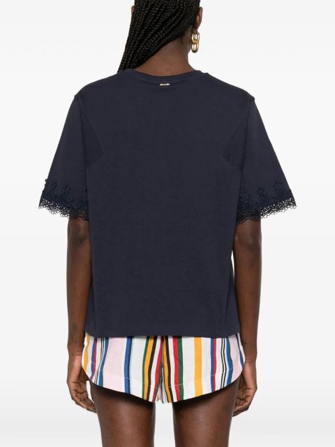 TWINSET lace-trim T-shirt - Blue