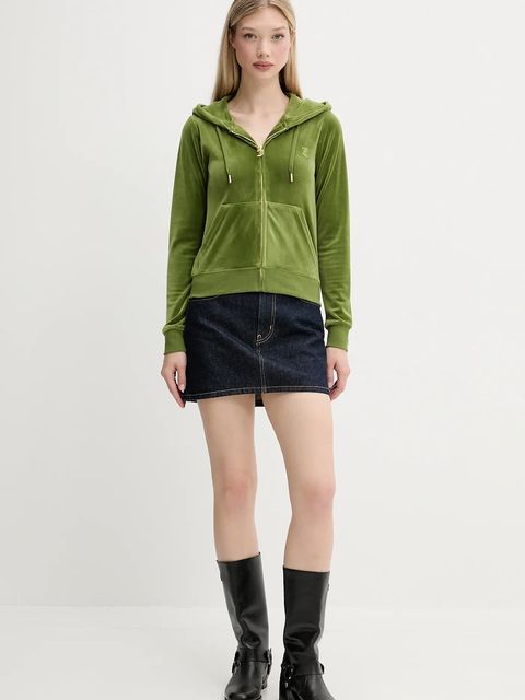 Juicy Couture bluza ROBERTSON HOODIE damska kolor zielony z kapturem z aplikacją JCAP176G - zdjęcie produktu nr 2