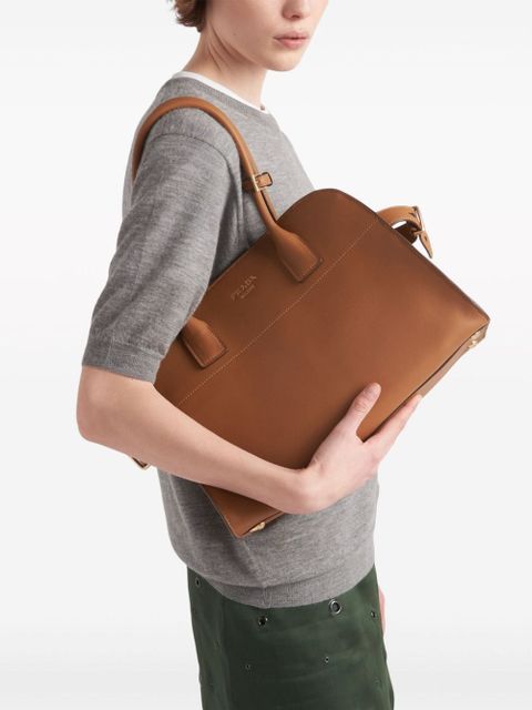Prada medium leather tote bag - Brown