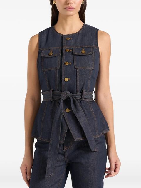 Manière De Voir Darcy button denim waistcoat - Blue