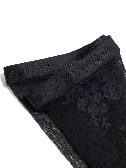 Valentino Garavani floral-embroidered tights - Black