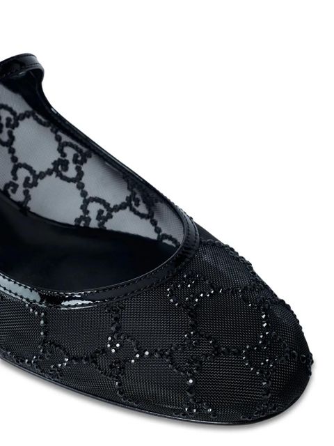 Gucci GG crystal-embellished ballet flats - Black