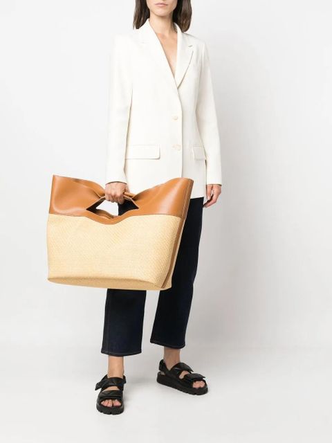 Alexander McQueen The Bow straw-woven tote bag - Neutrals