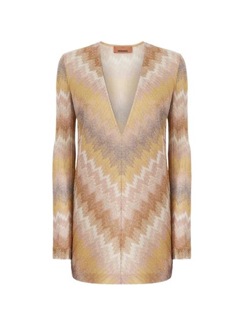 Missoni V-neck chevron mini dress - Neutrals - zdjęcie produktu nr 1