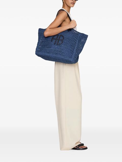 ANINE BING large Rio logo-appliqué tote bag - Blue - zdjęcie produktu nr 2