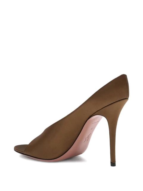 Amina Muaddi 105mm Anok satin peep-toe sandals - Brown