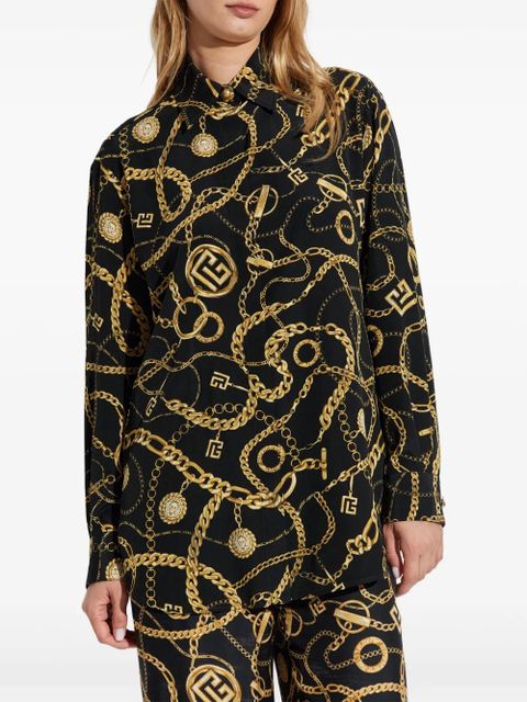 Balmain chain-print button-up shirt - Black