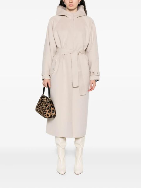 PINKO hooded belted coat - Grey
