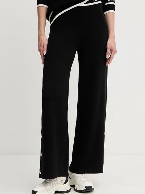 Liu Jo spodnie z domieszką jedwabiu damskie kolor czarny proste high waist TF5252.MS59L - zdjęcie produktu nr 1