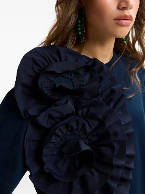 Essentiel Antwerp ruffled-detail floral-detail T-shirt - Blue