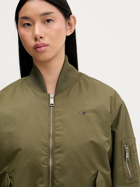 Tommy Jeans kurtka bomber kolor zielony przejściowa oversize DW0DW22046